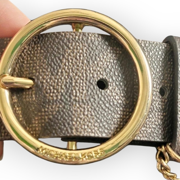 🔥5 FOR $25🔥Michael Kors Women's MK Logo Belt,Gold Circle Buckle Size M - Picture 2 of 7